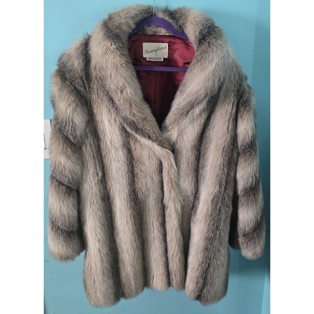 Vintage Donnybrook Heavy Faux Fox Fur Coat Jacket Detailed Size 12 Union Made